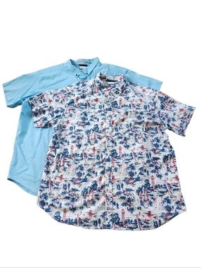 Columbia AOP Short Sleeve Cotton Button-Up Shirt Bundle. Sz. XXL